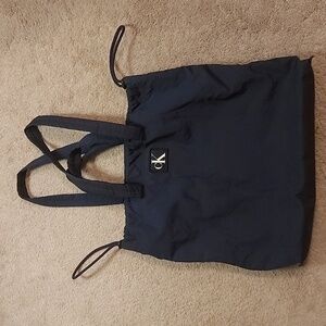 Calvin Klein navy blue nylon drawstring tote